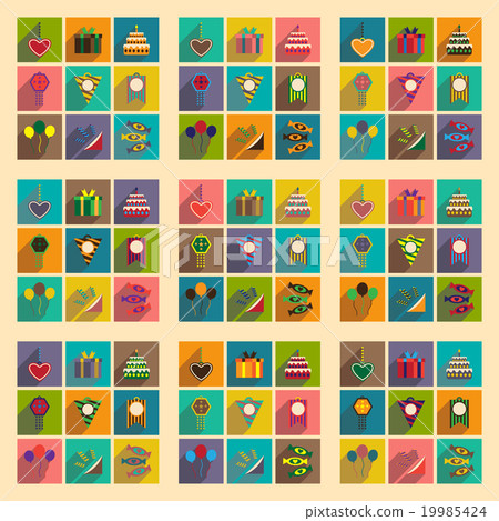 Concept flat icons with long shadow celebration - Stock Illustration ...