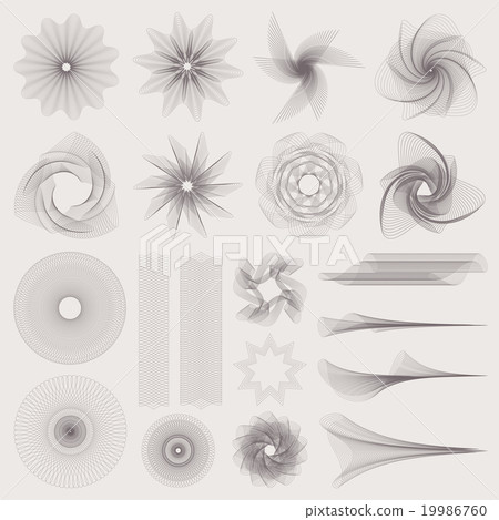 Set Guilloche pattern watermark, border Set Guilloche pattern watermark, border 19986760