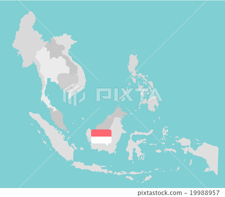 Asian map with point flags flat design vector 19988957