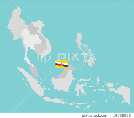 Asian map with point flags flat design vector 19988958