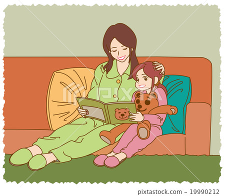 Young mother and daughter reading together at bedtime Young mother and daughter reading together at bedtime 19990212