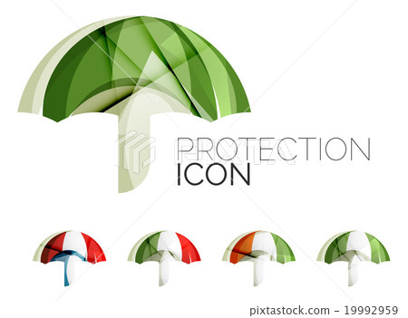 Set of abstract umbrella icons, business logotype Set of abstract umbrella icons, business logotype 19992959