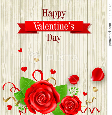 Red roses on a wooden background 19994848