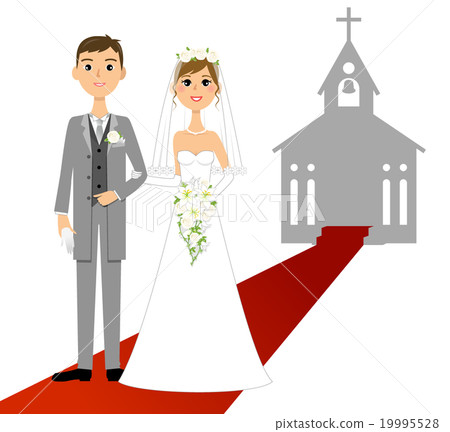 Groom and bride wedding ceremony (church and red carpet) 19995528