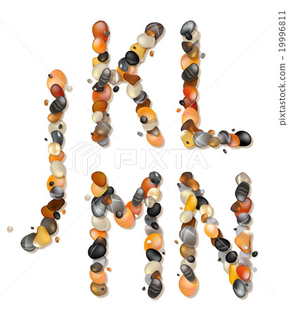 J, K, L, M, N. Letters of pebbles 19996811