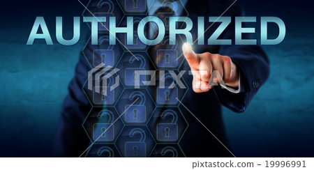 Corporate User Touching AUTHORIZED Onscreen 19996991