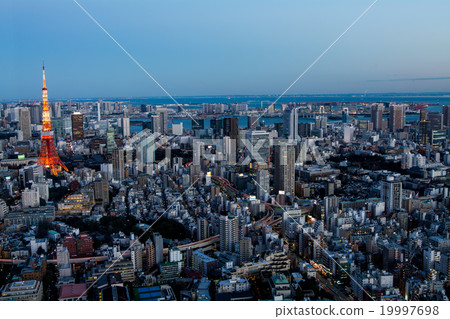 從東京六本木,東京鐵塔和東京市中心的夜景·夜景 從東京六本木,東京鐵塔和東京市中心的夜景·夜景 19997698