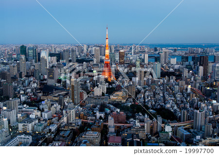 從東京六本木，東京鐵塔和東京市中心的夜景·夜景 19997700