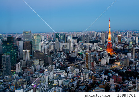 從東京六本木，東京鐵塔和東京市中心的夜景·夜景 19997701