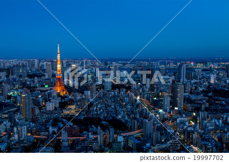 從東京六本木,東京鐵塔和東京市中心的夜景·夜景 從東京六本木,東京鐵塔和東京市中心的夜景·夜景 19997702