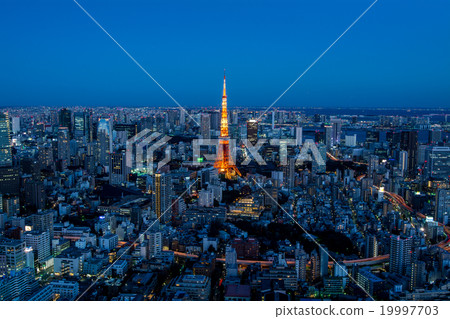 從東京六本木,東京鐵塔和東京市中心的夜景·夜景 從東京六本木,東京鐵塔和東京市中心的夜景·夜景 19997703