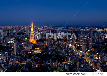 從東京六本木,東京鐵塔和東京市中心的夜景·夜景 從東京六本木,東京鐵塔和東京市中心的夜景·夜景 19997705
