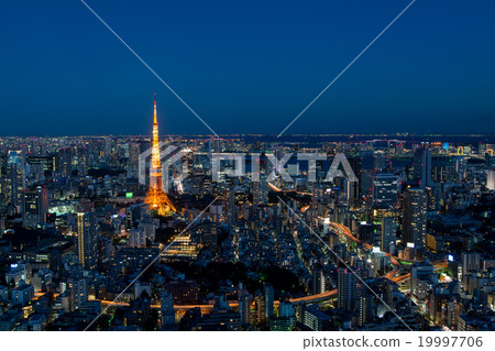 從東京六本木,東京鐵塔和東京市中心的夜景·夜景 從東京六本木,東京鐵塔和東京市中心的夜景·夜景 19997706
