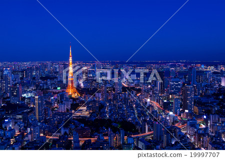 從東京六本木,東京鐵塔和東京市中心的夜景·夜景 從東京六本木,東京鐵塔和東京市中心的夜景·夜景 19997707
