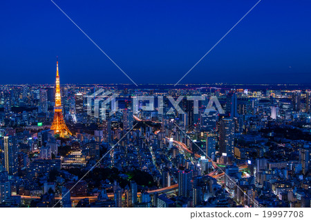 從東京六本木,東京鐵塔和東京市中心的夜景·夜景 從東京六本木,東京鐵塔和東京市中心的夜景·夜景 19997708