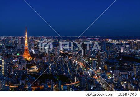 從東京六本木,東京鐵塔和東京市中心的夜景·夜景 從東京六本木,東京鐵塔和東京市中心的夜景·夜景 19997709