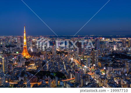 從東京六本木,東京鐵塔和東京市中心的夜景·夜景 從東京六本木,東京鐵塔和東京市中心的夜景·夜景 19997710