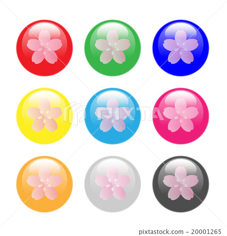 Round button icon containing cherry petal 20001265