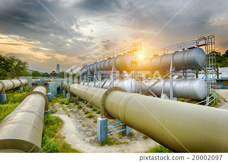 Oil and gas industry refinery factory at sunset Oil and gas industry refinery factory at sunset 20002097