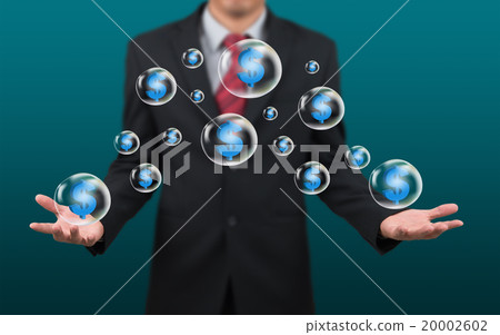 man show dollar symbol in bubble 20002602