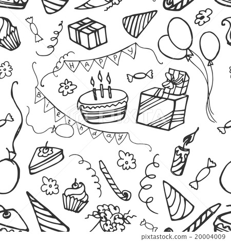 Doodle pattern happy birthday - Stock Illustration [20004009] - PIXTA