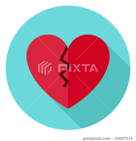 Broken Heart Circle Icon with long Shadow Broken Heart Circle Icon with long Shadow 20007514