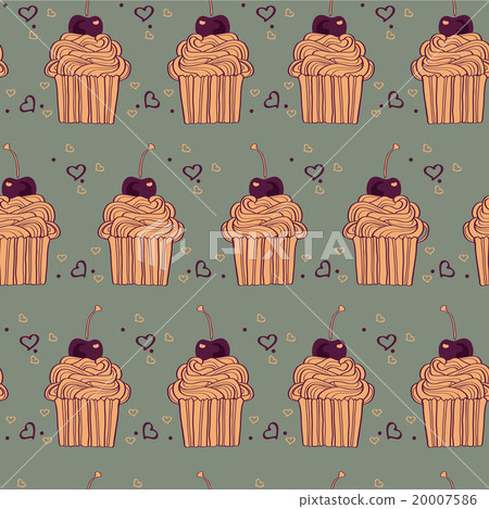 seamless pattern with decorative cupcakes  20007586