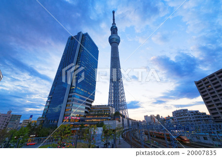 東京在黃昏和天空樹鎮的天空樹 20007835
