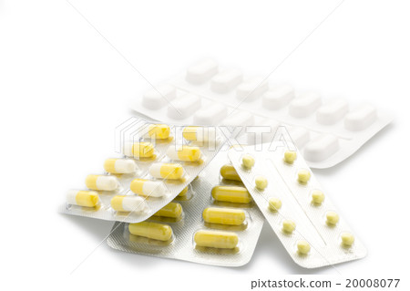 Yellow capsules pill blister pack 20008077