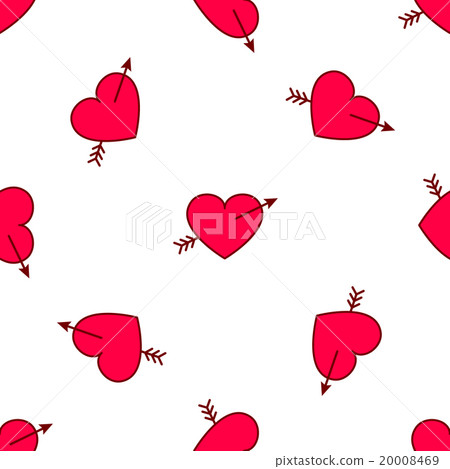 Vector valentines hearts with arrows seamless Vector valentines hearts with arrows seamless 20008469