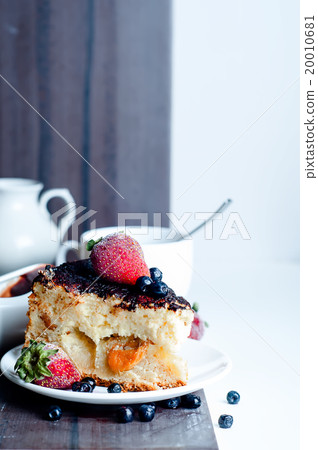 Cottage cheese dessert with chocolate sauce Cottage cheese dessert with chocolate sauce 20010681