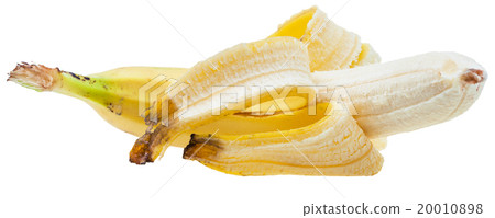 lying peeled ripe banana isolated on white 20010898