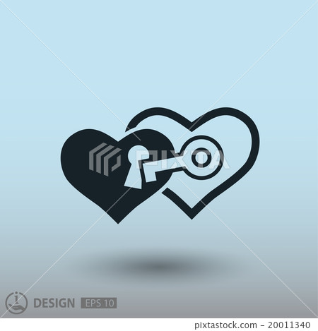 Pictograph of heart with key Pictograph of heart with key 20011340