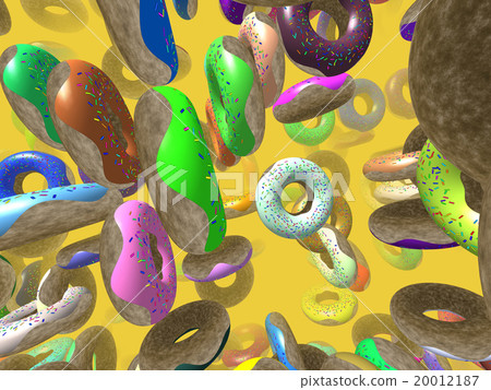 Flying donuts generated 3D background 20012187