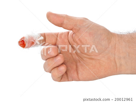 Hand with blood and bandage 20012961