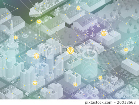 Internet (IoT) of things and city abstract image 20018668