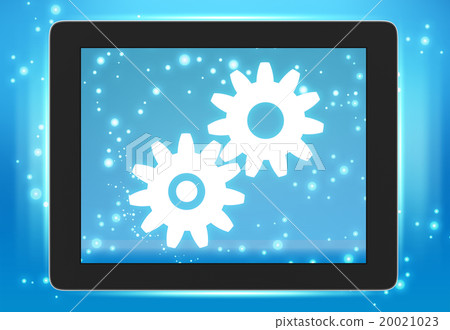 Screen tablet with icon gear wheels on screen Screen tablet with icon gear wheels on screen 20021023