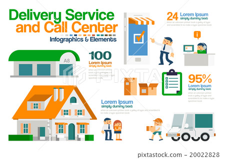 Vector Infographics Delivery Service & Call center - Stock Illustration ...