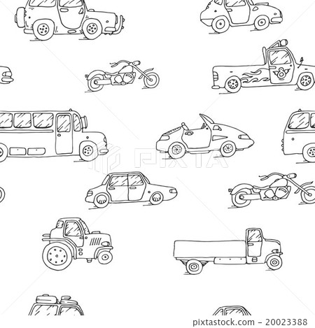 Seamless pattern Transport Sketch Set 20023388