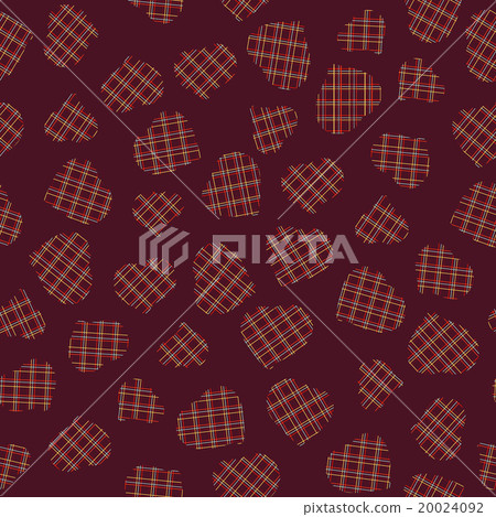 Heart pattern with tartan ornament. Seamless. 20024092
