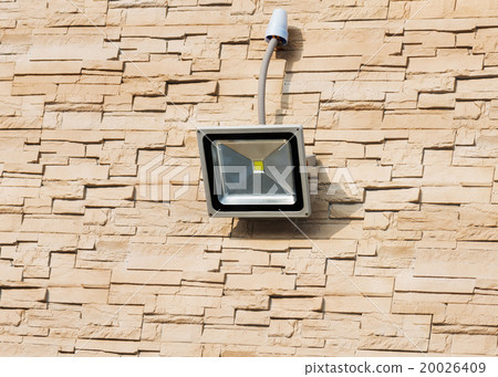 LED floodlight on wall of house. LED floodlight on wall of house. 20026409