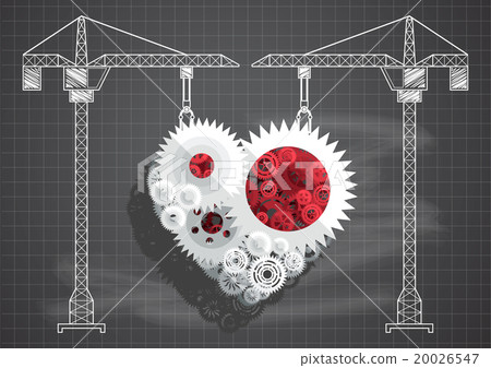 Construction of gears and cogs heart Construction of gears and cogs heart 20026547
