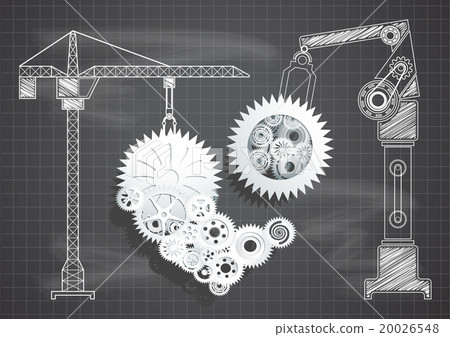Construction of gears and cogs heart Construction of gears and cogs heart 20026548
