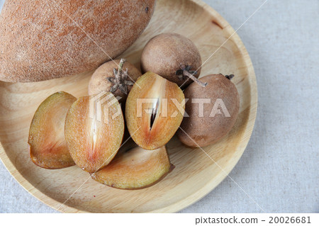 Fresh tropical fruit Sapodilla, selective focus Fresh tropical fruit Sapodilla, selective focus 20026681