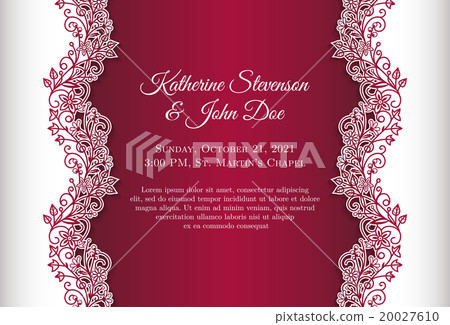 Red wedding invitation with luxury floral lace 20027610