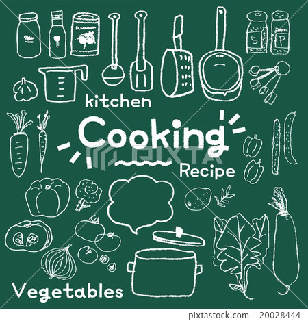 Kitchen tool and vegetable set like chalk drawn Kitchen tool and vegetable set like chalk drawn 20028444