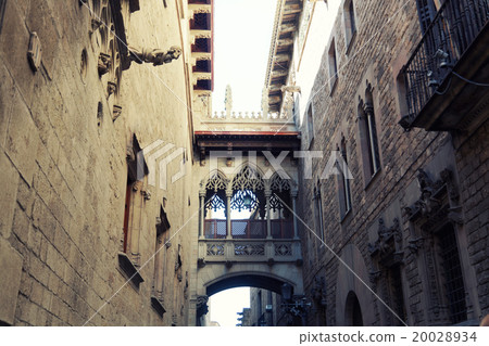 Ancient arch in Gothic quarter in Barcelona 20028934