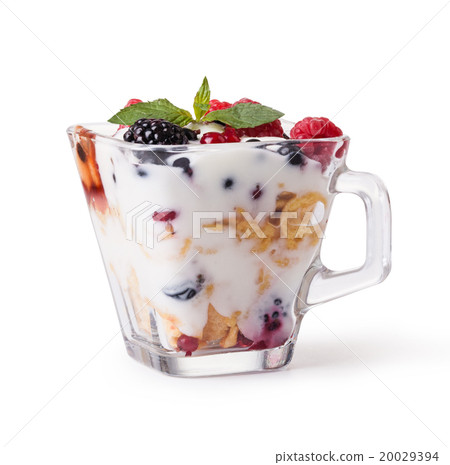 yogurt with muesli and berries yogurt with muesli and berries 20029394