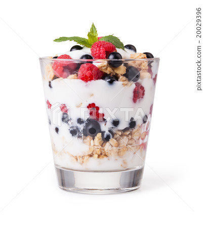 yogurt with muesli and berries yogurt with muesli and berries 20029396