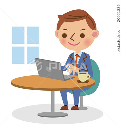 在咖啡店工作的商人 20031826